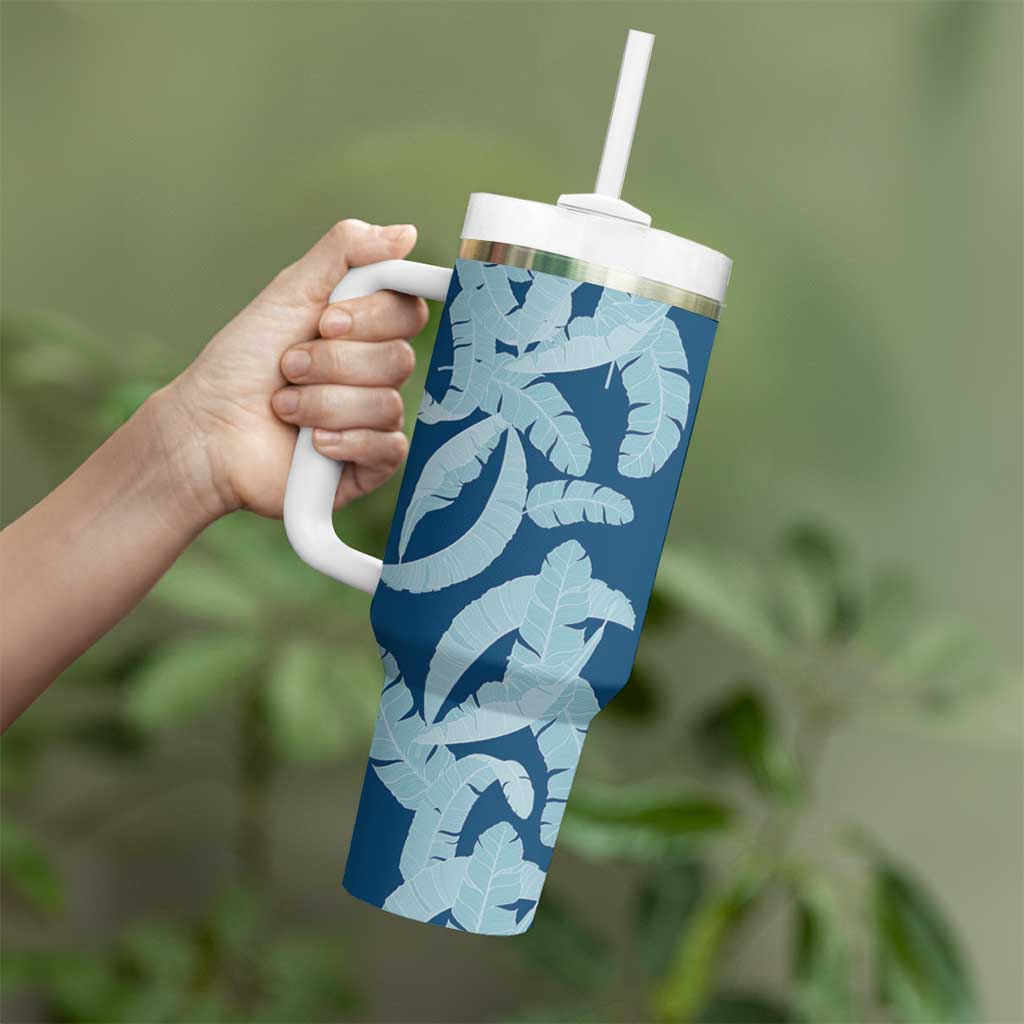 Hawaii Pua Kenikeni Lei Tumbler With Handle With Lau Maia Royal Blue