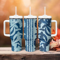 Hawaii Pua Kenikeni Lei Tumbler With Handle With Lau Maia Royal Blue