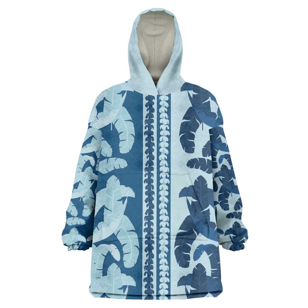 Hawaii Pua Kenikeni Lei Wearable Blanket Hoodie With Lau Maia Royal Blue