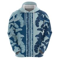 Hawaii Pua Kenikeni Lei Zip Hoodie With Lau Maia Royal Blue LT05 - Polynesian Pride