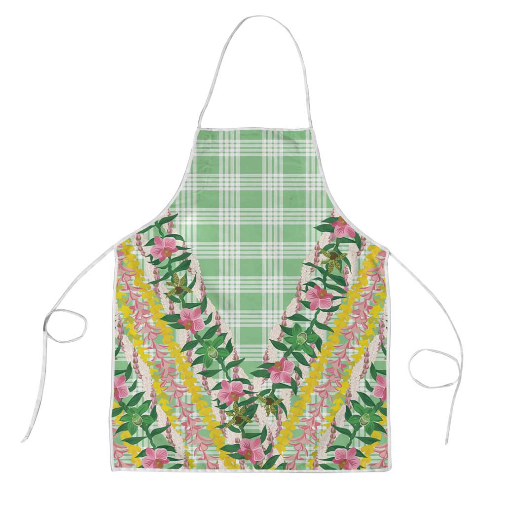 Hawaii Pikake Lokelani Plumeria Lei Apron Green Palaka Motifs LT05 Green - Polynesian Pride