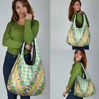 Hawaii Pikake Lokelani Plumeria Lei Grocery Bag Green Palaka Motifs LT05 - Polynesian Pride