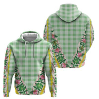 Hawaii Pikake Lokelani Plumeria Lei Hoodie Green Palaka Motifs LT05 - Polynesian Pride