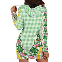 Hawaii Pikake Lokelani Plumeria Lei Hoodie Dress Green Palaka Motifs