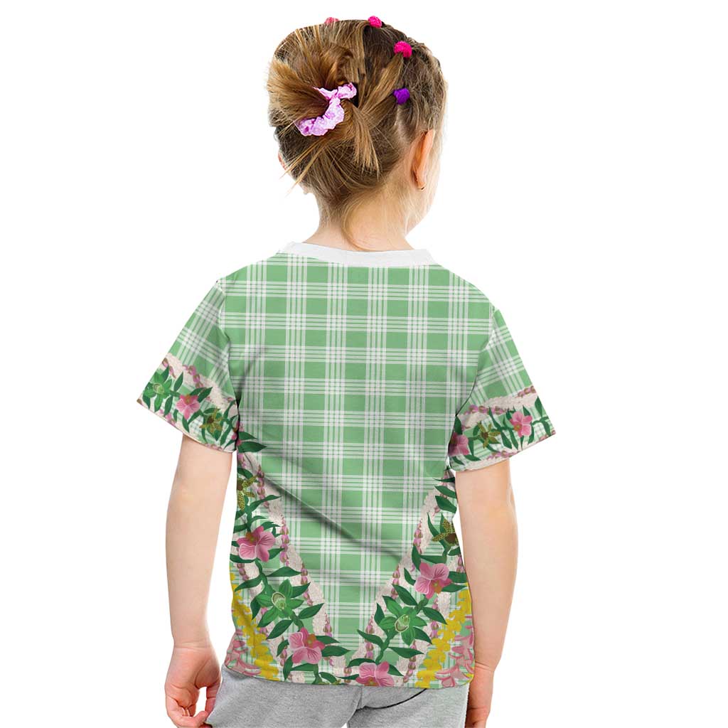 Hawaii Pikake Lokelani Plumeria Lei Kid T Shirt Green Palaka Motifs