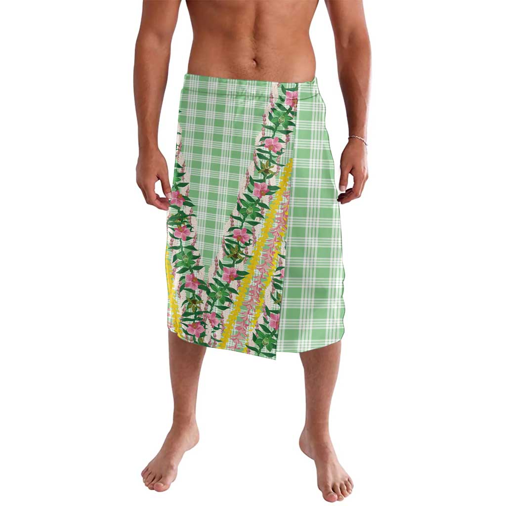Hawaii Pikake Lokelani Plumeria Lei Lavalava Green Palaka Motifs LT05 Green - Polynesian Pride