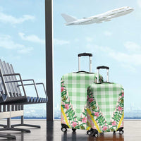 Hawaii Pikake Lokelani Plumeria Lei Luggage Cover Green Palaka Motifs
