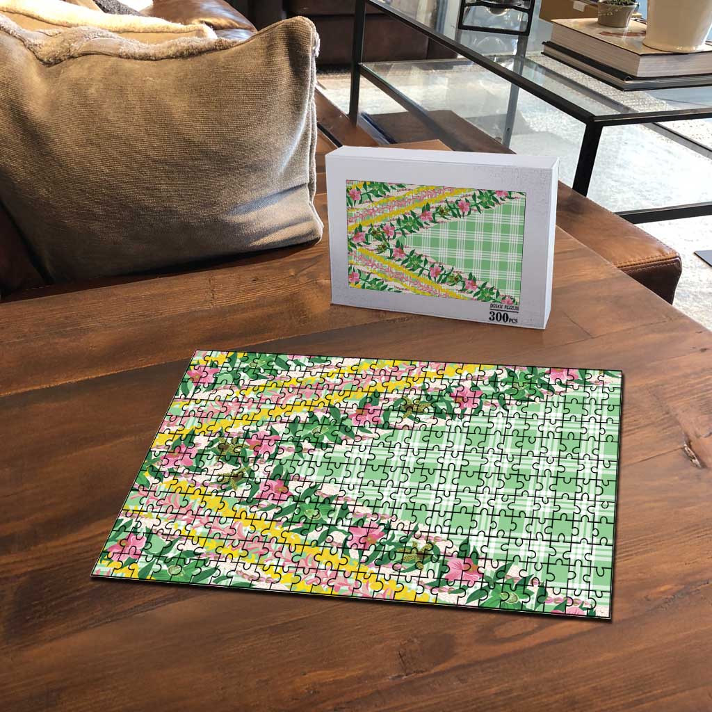 Hawaii Pikake Lokelani Plumeria Lei Puzzle Green Palaka Motifs LT05 - Polynesian Pride