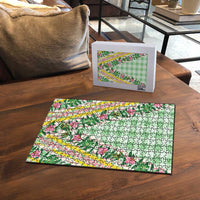 Hawaii Pikake Lokelani Plumeria Lei Puzzle Green Palaka Motifs LT05 - Polynesian Pride