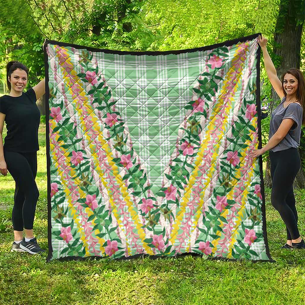 Hawaii Pikake Lokelani Plumeria Lei Quilt Green Palaka Motifs LT05 - Polynesian Pride