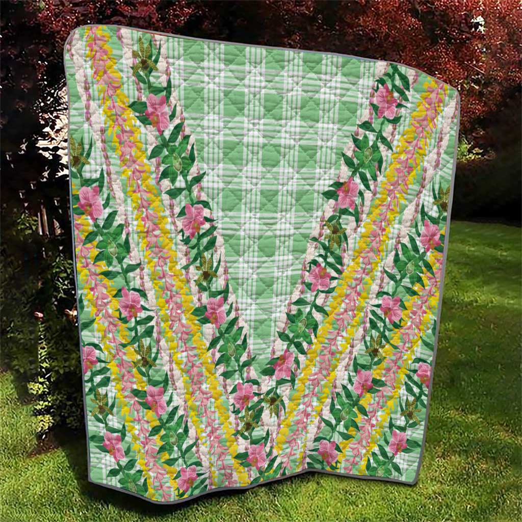 Hawaii Pikake Lokelani Plumeria Lei Quilt Green Palaka Motifs LT05 - Polynesian Pride