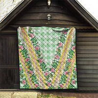 Hawaii Pikake Lokelani Plumeria Lei Quilt Green Palaka Motifs LT05 - Polynesian Pride