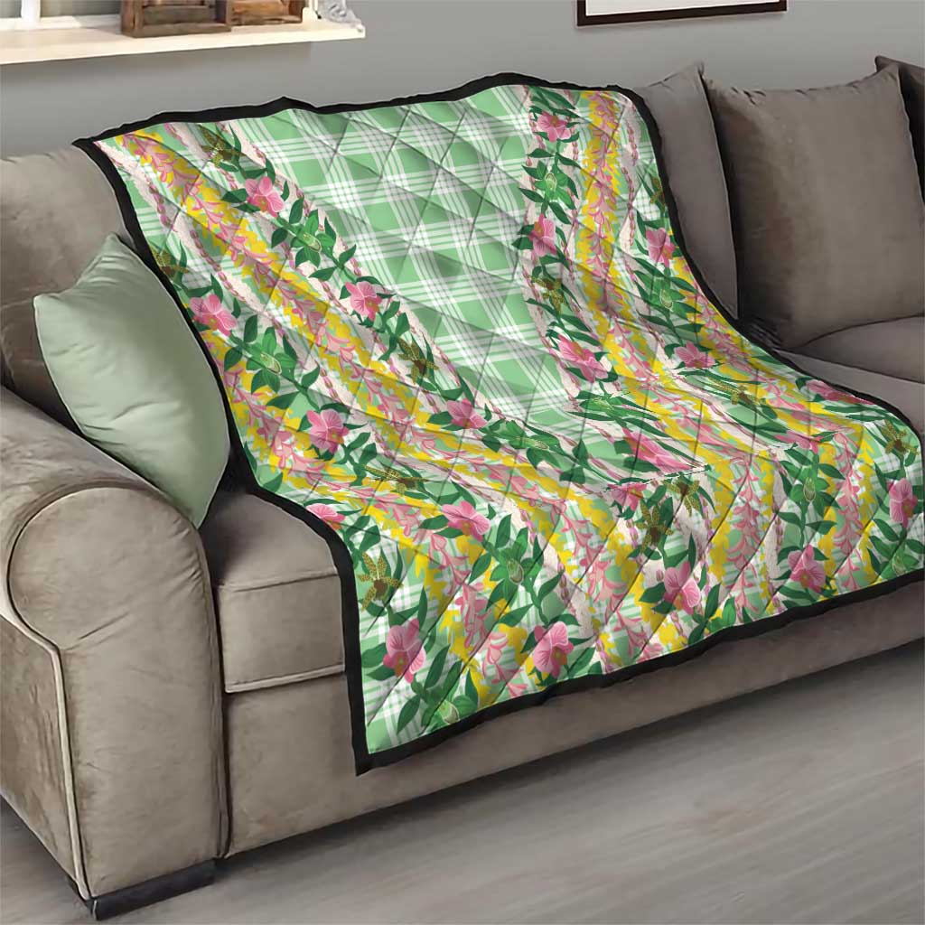 Hawaii Pikake Lokelani Plumeria Lei Quilt Green Palaka Motifs LT05 - Polynesian Pride
