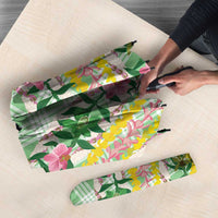 Hawaii Pikake Lokelani Plumeria Lei Umbrella Green Palaka Motifs LT05 - Polynesian Pride