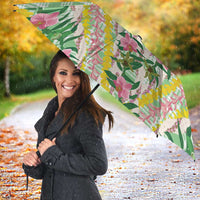 Hawaii Pikake Lokelani Plumeria Lei Umbrella Green Palaka Motifs LT05 - Polynesian Pride