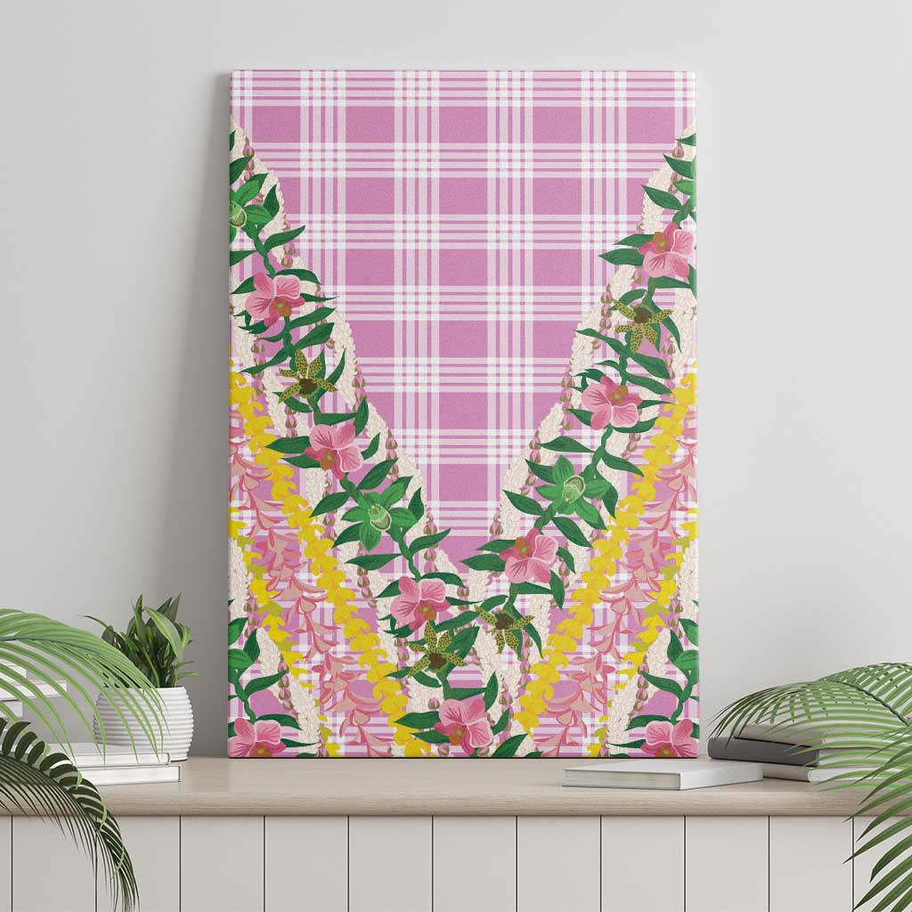 Hawaii Pikake Lokelani Plumeria Lei Canvas Wall Art Pink Palaka Motifs LT05 - Polynesian Pride