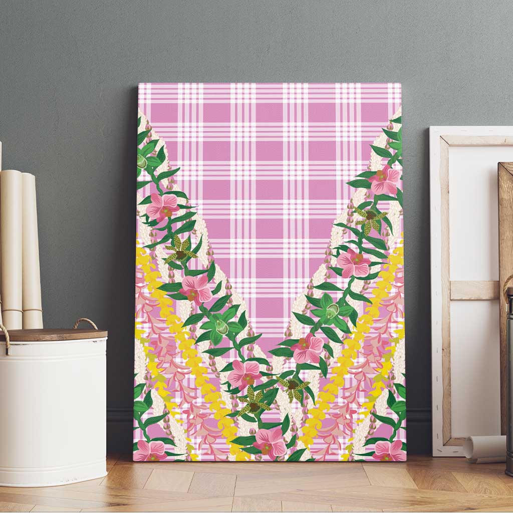 Hawaii Pikake Lokelani Plumeria Lei Canvas Wall Art Pink Palaka Motifs LT05 - Polynesian Pride
