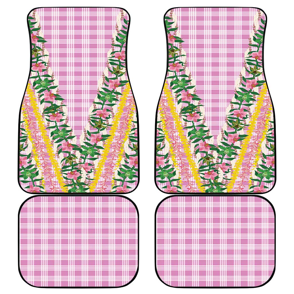 Hawaii Pikake Lokelani Plumeria Lei Car Mats Pink Palaka Motifs