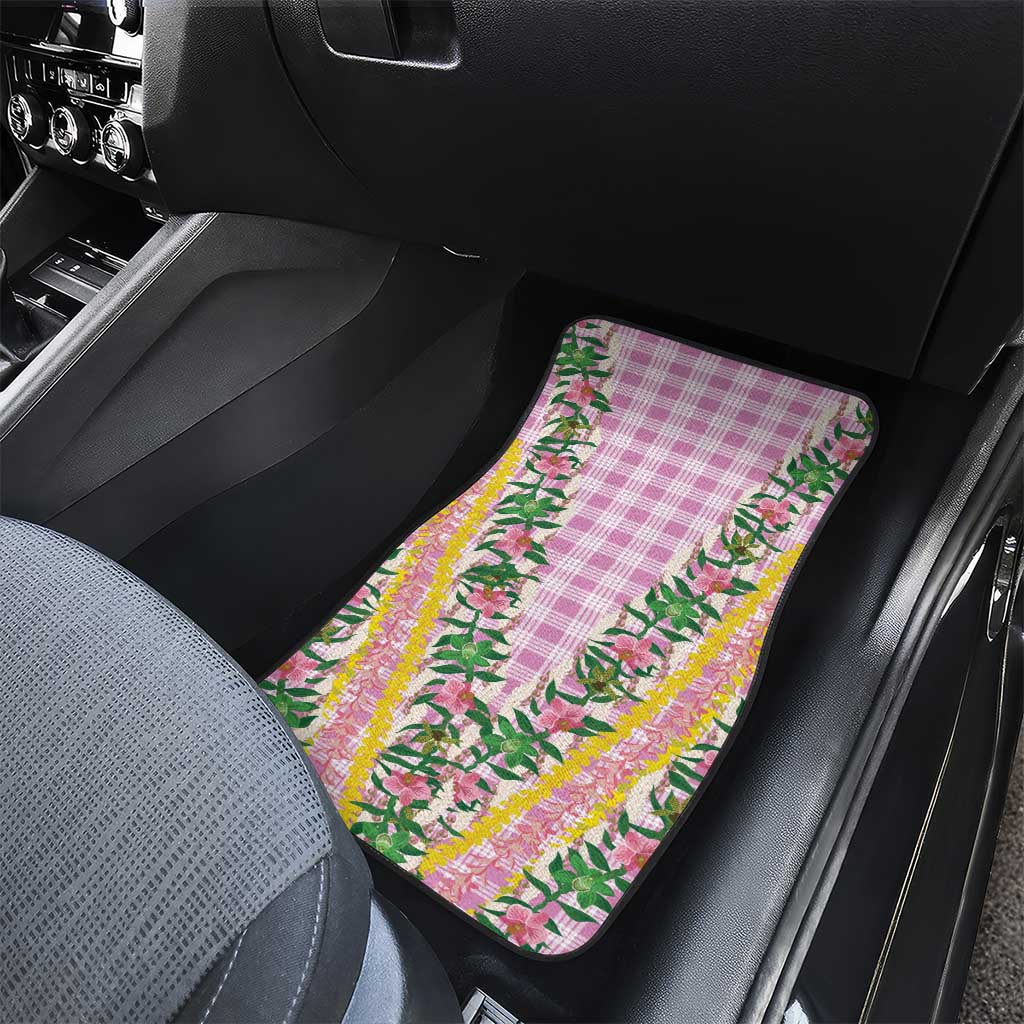 Hawaii Pikake Lokelani Plumeria Lei Car Mats Pink Palaka Motifs
