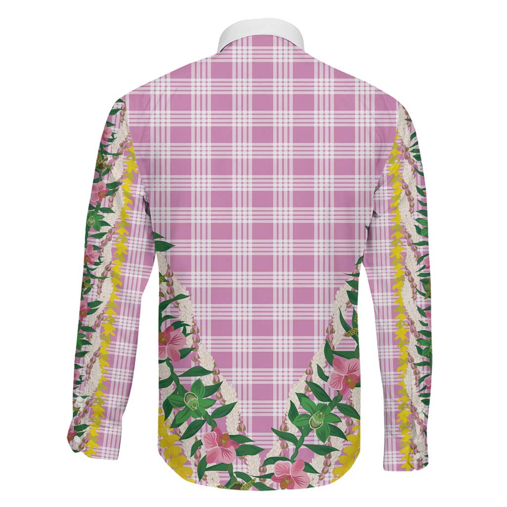 Hawaii Pikake Lokelani Plumeria Lei Family Matching Summer Maxi Dress and Hawaiian Shirt Pink Palaka Motifs
