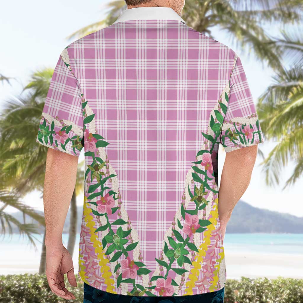 Hawaii Pikake Lokelani Plumeria Lei Hawaiian Shirt Pink Palaka Motifs