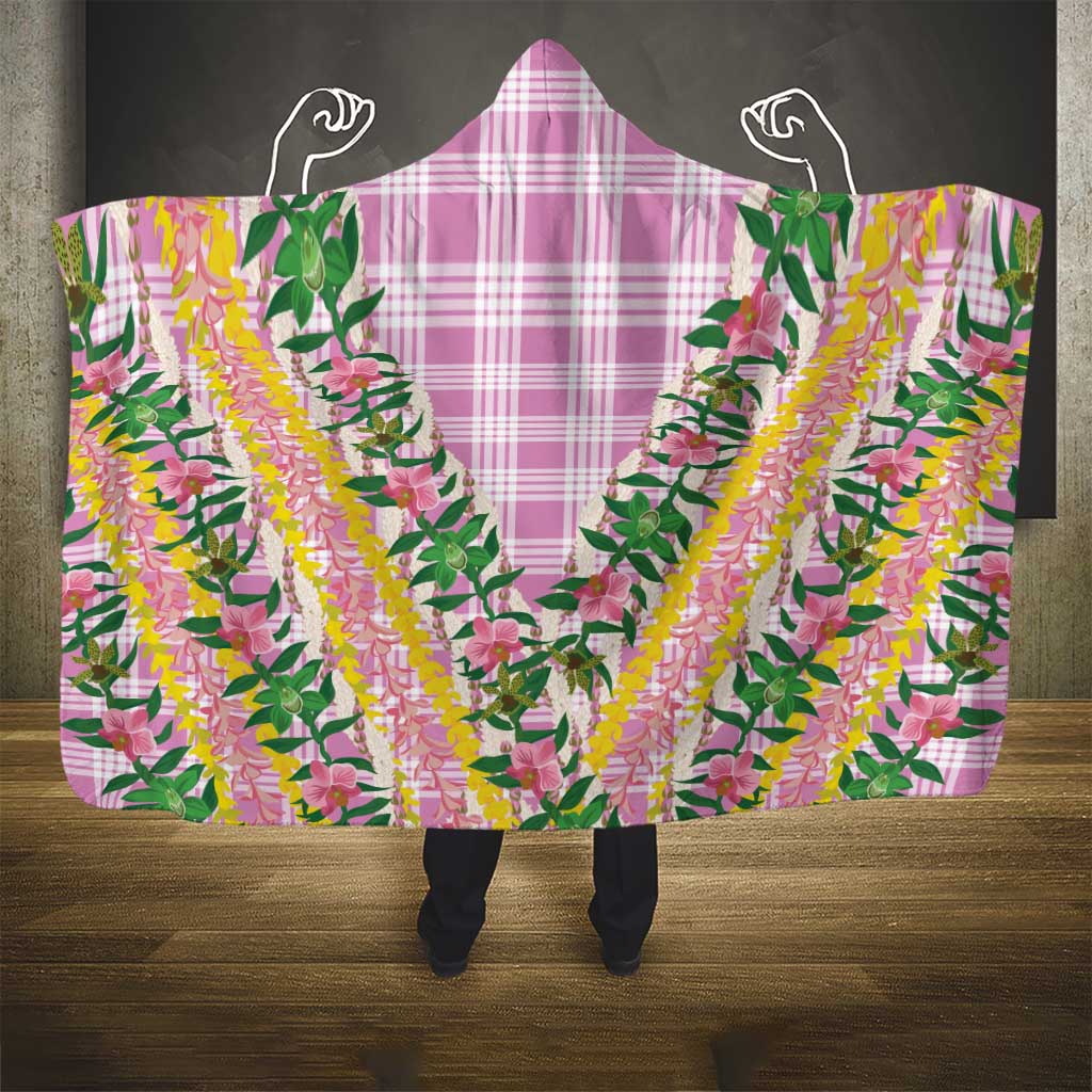 Hawaii Pikake Lokelani Plumeria Lei Hooded Blanket Pink Palaka Motifs LT05 - Polynesian Pride