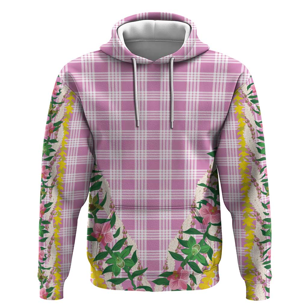 Hawaii Pikake Lokelani Plumeria Lei Hoodie Pink Palaka Motifs