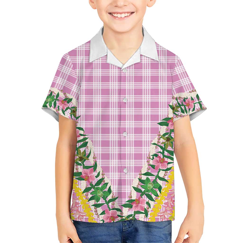 Hawaii Pikake Lokelani Plumeria Lei Kid Hawaiian Shirt Pink Palaka Motifs