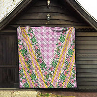 Hawaii Pikake Lokelani Plumeria Lei Quilt Pink Palaka Motifs