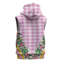 Hawaii Pikake Lokelani Plumeria Lei Sleeveless Zip Hoodie Pink Palaka Motifs LT05 - Polynesian Pride