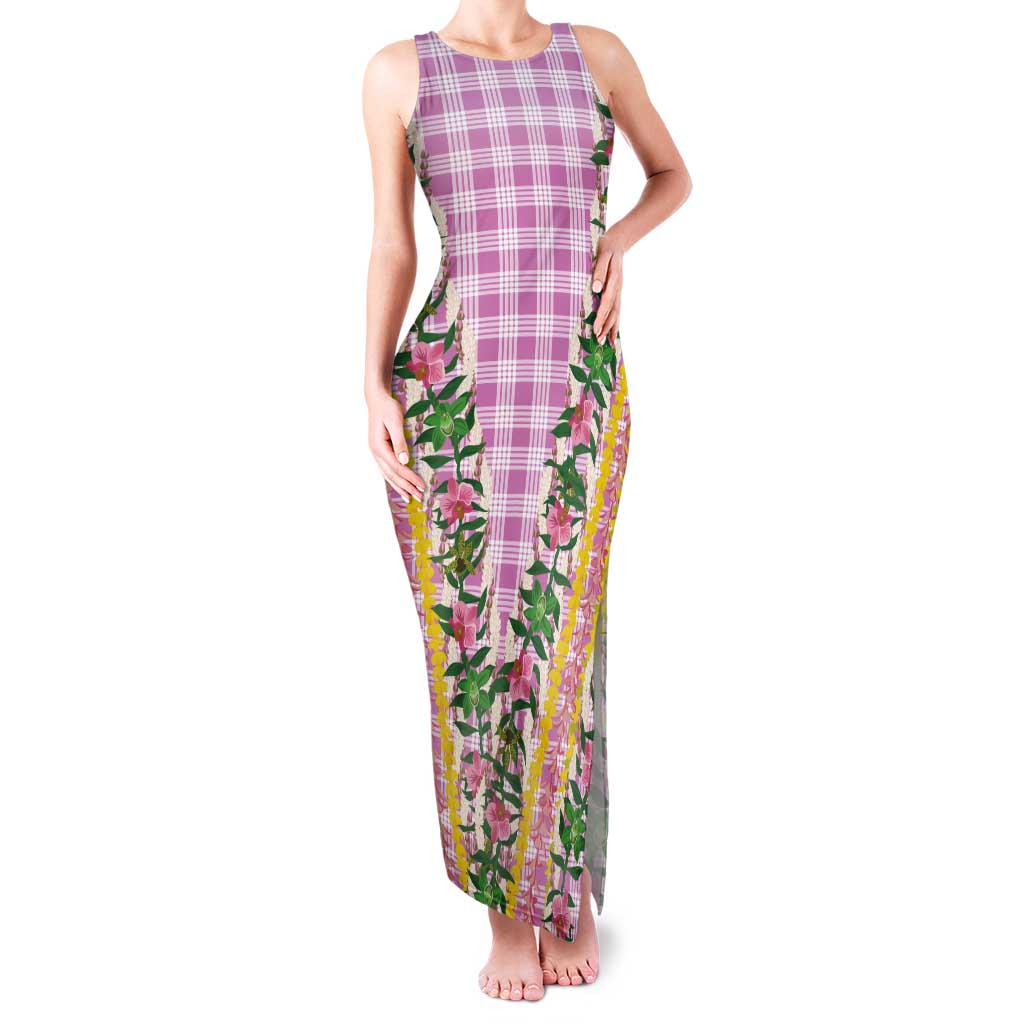 Hawaii Pikake Lokelani Plumeria Lei Tank Maxi Dress Pink Palaka Motifs