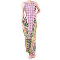 Hawaii Pikake Lokelani Plumeria Lei Tank Maxi Dress Pink Palaka Motifs