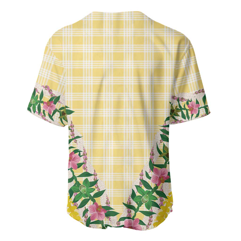 Hawaii Pikake Lokelani Plumeria Lei Baseball Jersey Yellow Palaka Motifs