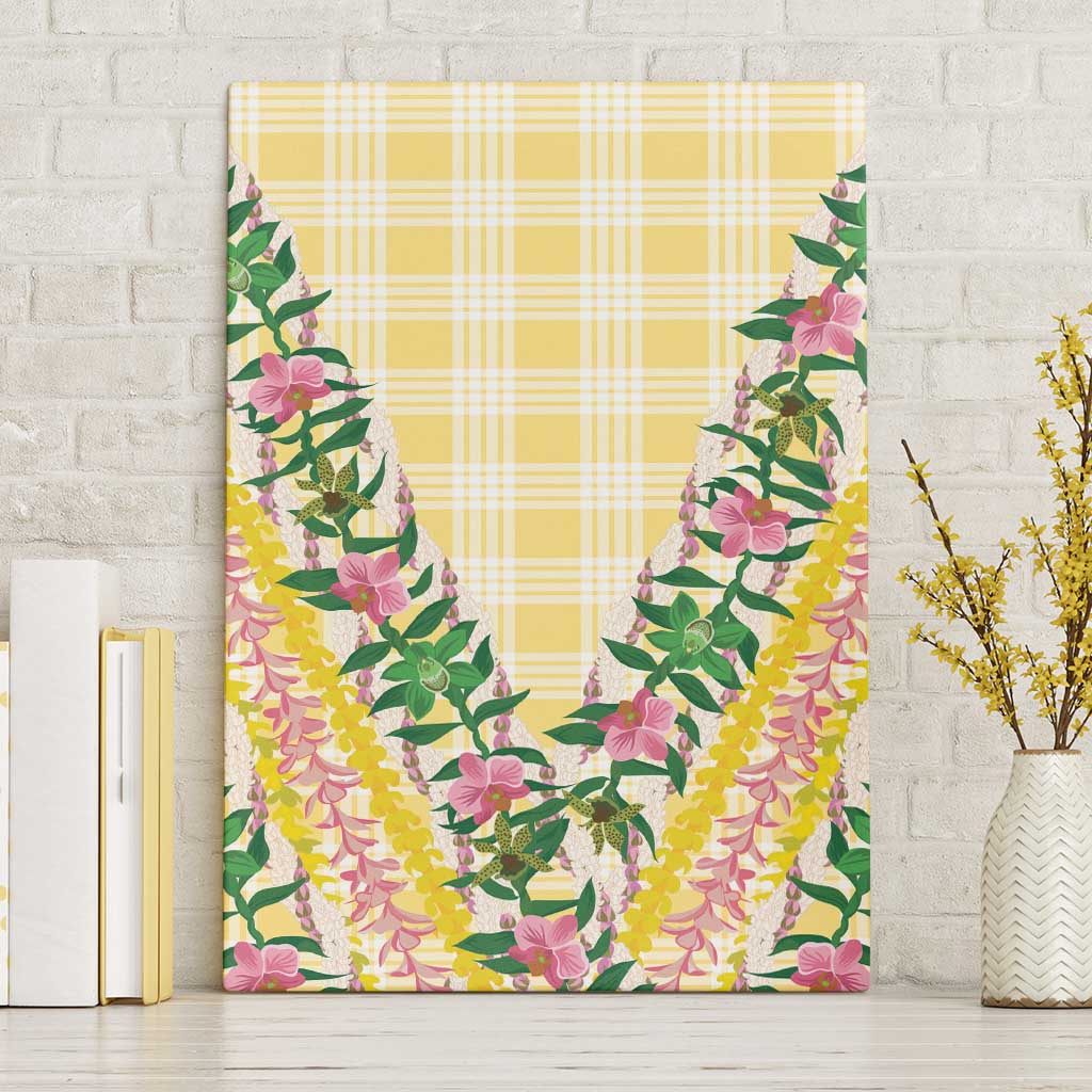 Hawaii Pikake Lokelani Plumeria Lei Canvas Wall Art Yellow Palaka Motifs