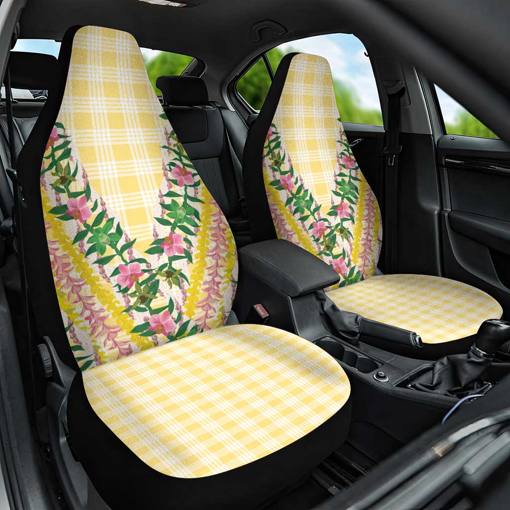 Hawaii Pikake Lokelani Plumeria Lei Car Seat Cover Yellow Palaka Motifs