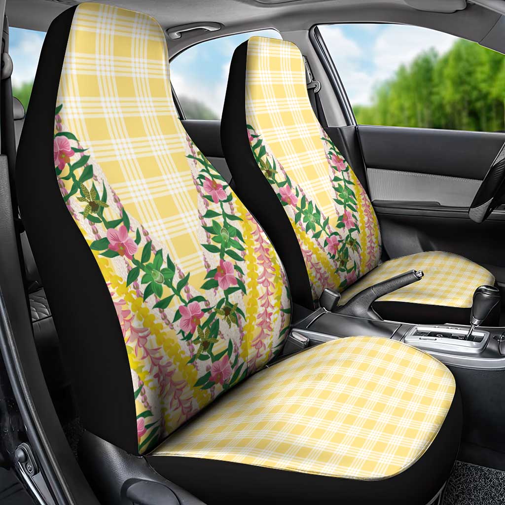Hawaii Pikake Lokelani Plumeria Lei Car Seat Cover Yellow Palaka Motifs