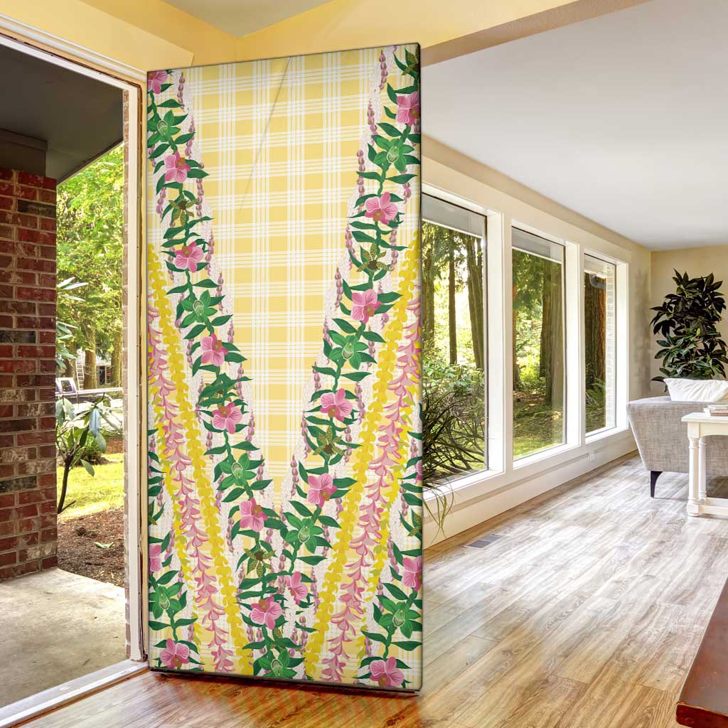 Hawaii Pikake Lokelani Plumeria Lei Door Cover Yellow Palaka Motifs