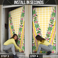 Hawaii Pikake Lokelani Plumeria Lei Door Cover Yellow Palaka Motifs