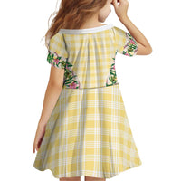 Hawaii Pikake Lokelani Plumeria Lei Family Matching Off Shoulder Maxi Dress and Hawaiian Shirt Yellow Palaka Motifs
