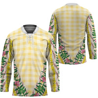 Hawaii Pikake Lokelani Plumeria Lei Hockey Jersey Yellow Palaka Motifs