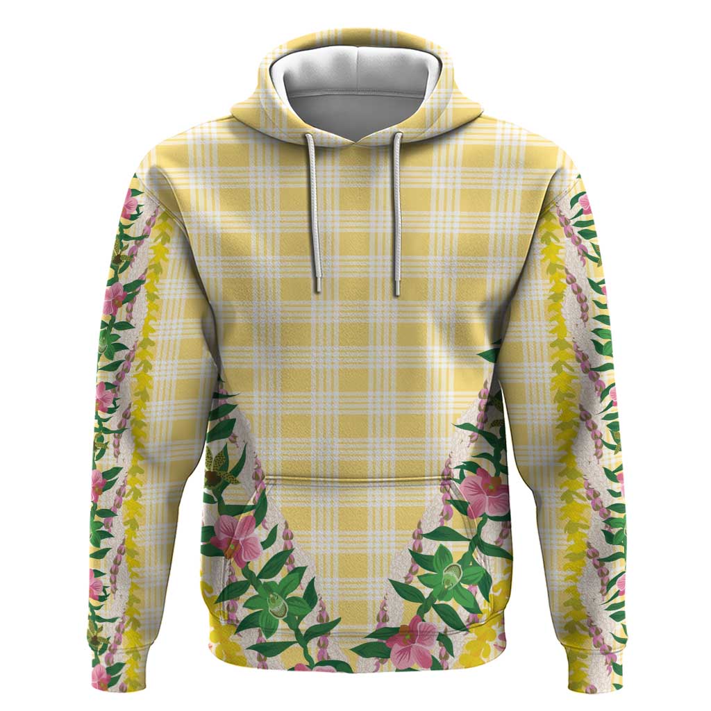 Hawaii Pikake Lokelani Plumeria Lei Hoodie Yellow Palaka Motifs LT05 Pullover Hoodie Yellow - Polynesian Pride