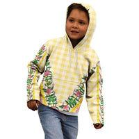 Hawaii Pikake Lokelani Plumeria Lei Kid Hoodie Yellow Palaka Motifs