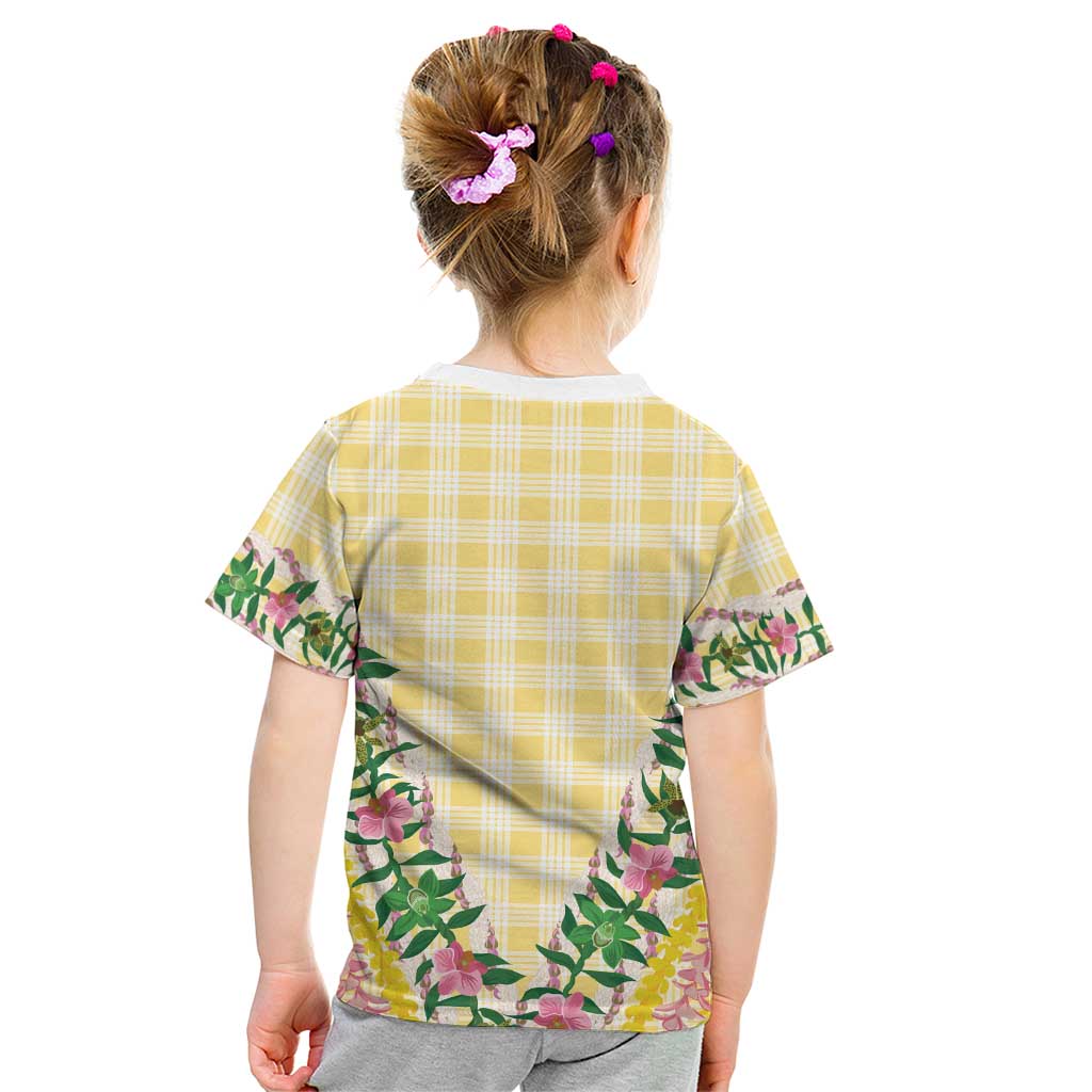 Hawaii Pikake Lokelani Plumeria Lei Kid T Shirt Yellow Palaka Motifs