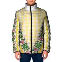 Hawaii Pikake Lokelani Plumeria Lei Padded Jacket Yellow Palaka Motifs LT05 Men Yellow - Polynesian Pride