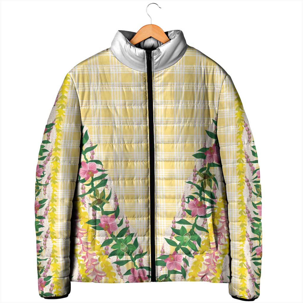 Hawaii Pikake Lokelani Plumeria Lei Padded Jacket Yellow Palaka Motifs LT05 - Polynesian Pride