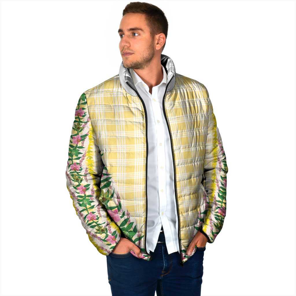 Hawaii Pikake Lokelani Plumeria Lei Padded Jacket Yellow Palaka Motifs LT05 - Polynesian Pride