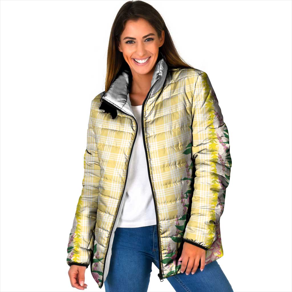 Hawaii Pikake Lokelani Plumeria Lei Padded Jacket Yellow Palaka Motifs LT05 Women Yellow - Polynesian Pride