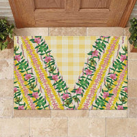 Hawaii Pikake Lokelani Plumeria Lei Rubber Doormat Yellow Palaka Motifs LT05 Yellow - Polynesian Pride
