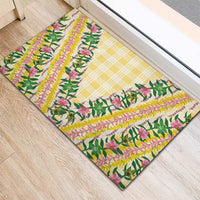 Hawaii Pikake Lokelani Plumeria Lei Rubber Doormat Yellow Palaka Motifs LT05 - Polynesian Pride