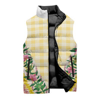Hawaii Pikake Lokelani Plumeria Lei Sleeveless Puffer Jacket Yellow Palaka Motifs LT05 - Polynesian Pride